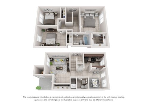 Floor plan for 3 beds, 1.5 baths, 1163 sqft